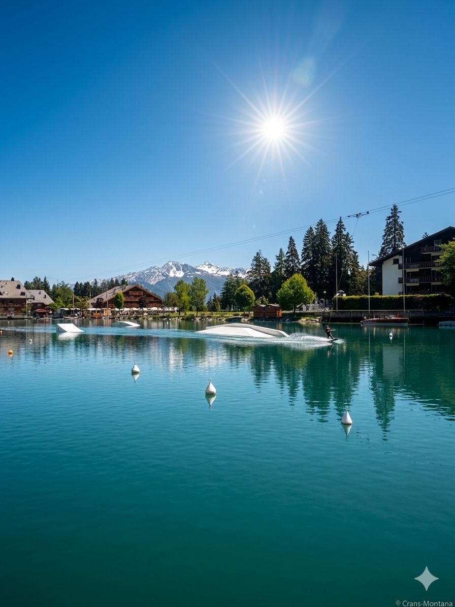 Wakeboard sur le lac en été