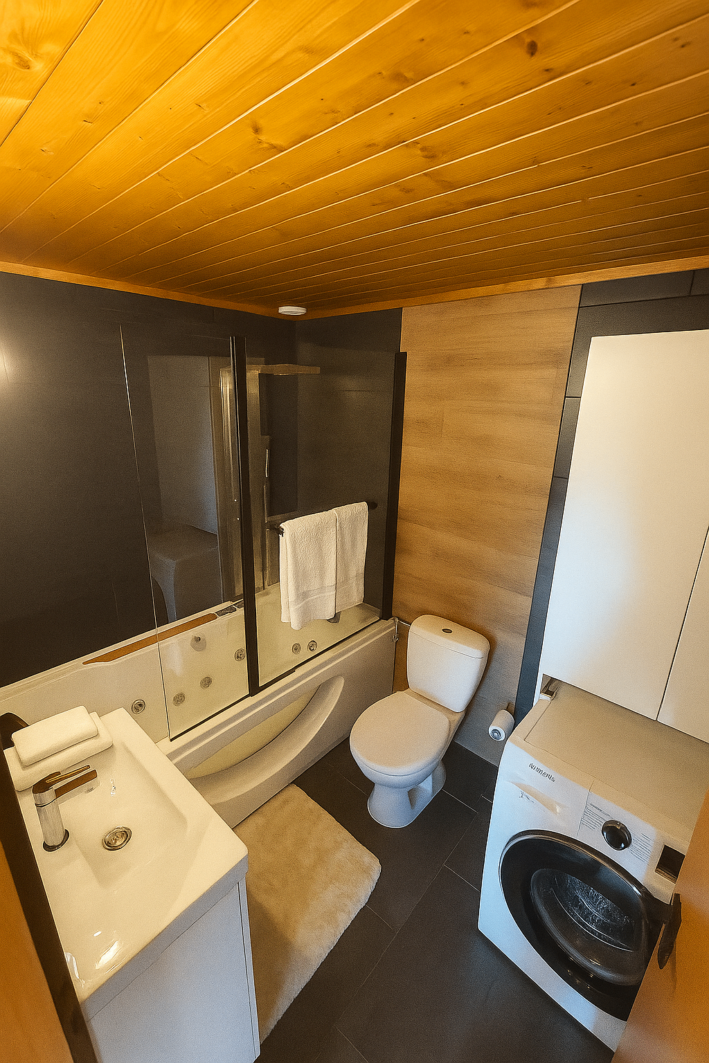 Salle de bain avec baignoire hydromassante